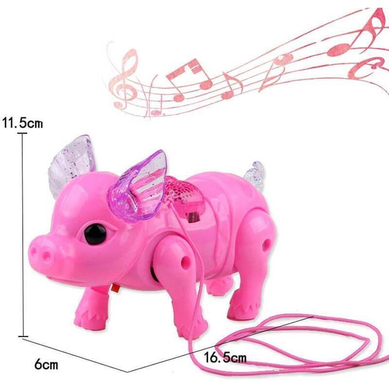 Light and music cute pig