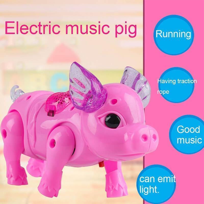 Light and music cute pig